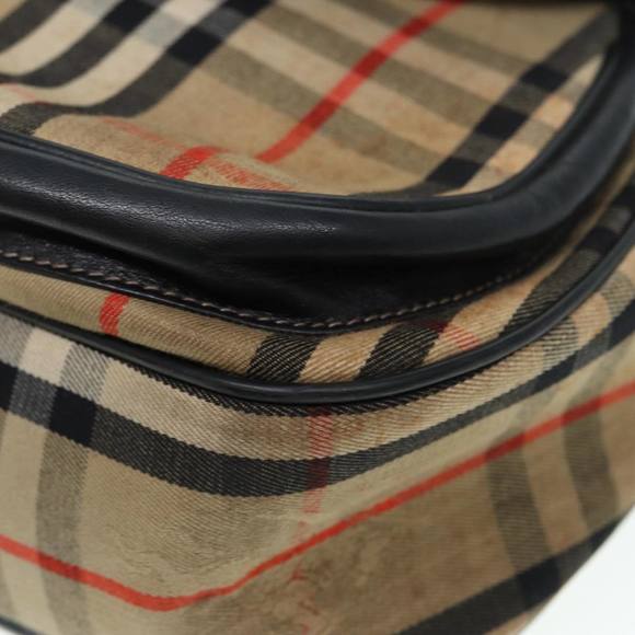 Burberrys Nova Check Shoulder Bag Canvas Beige Black gold Auth 87326 - Picture 10 of 16